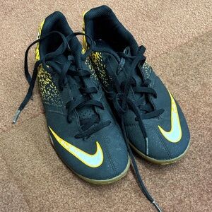 Nike Kids Black and Yellow indoor soccer shoes